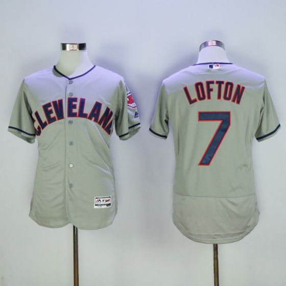 Men Cleveland Indians 7 Kenny Lofton Grey Elite MLB Jerseys